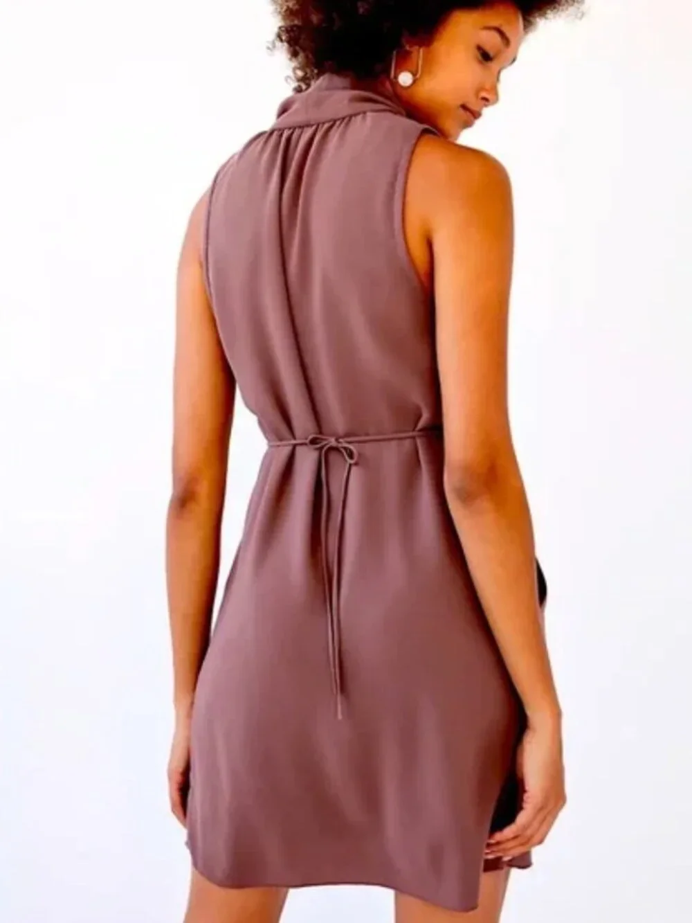 Wilfred Aritzia Sabine Mini Dress - Mauve Purple - Size Medium - With Pockets - Picture 3 of 6